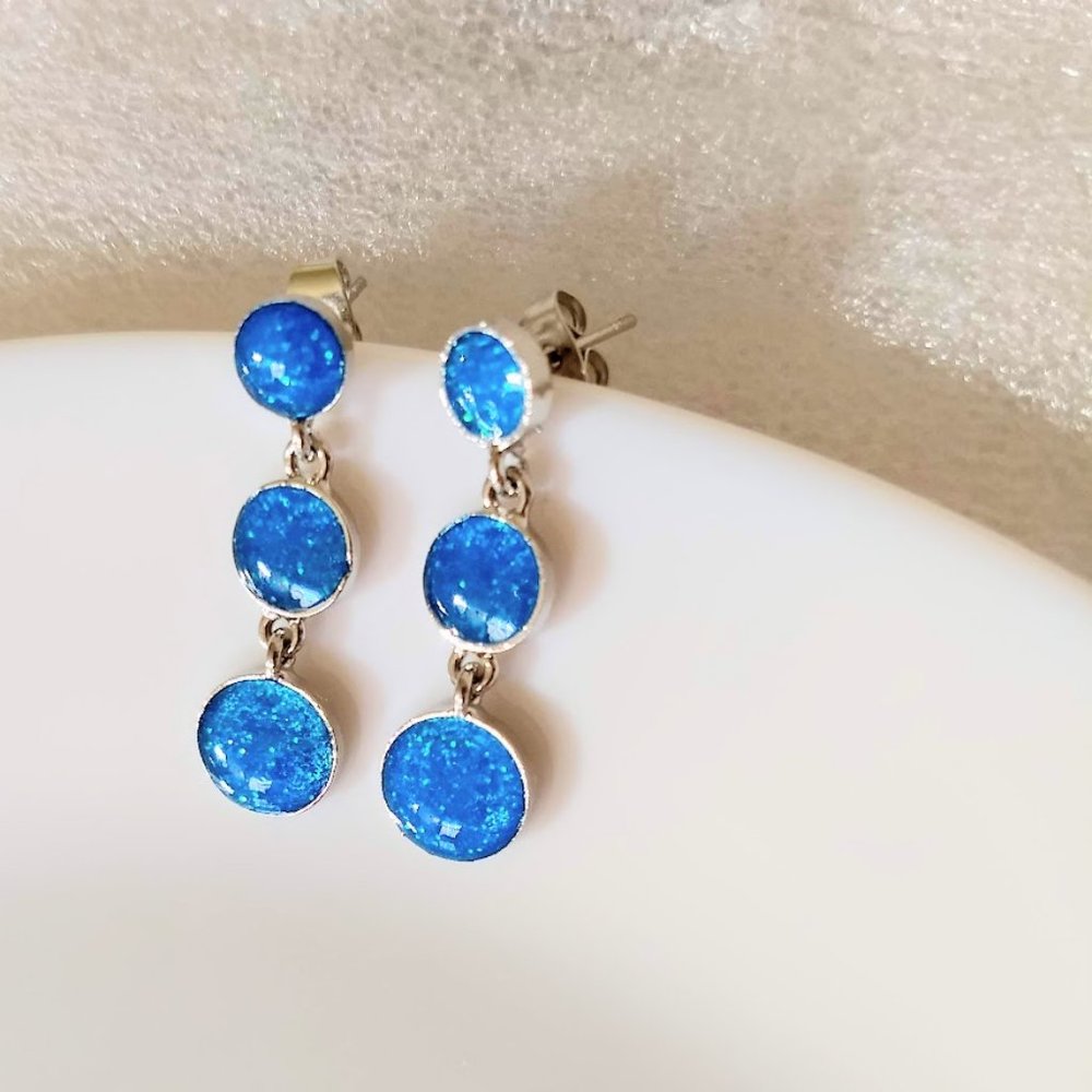 Faux Turquoise Pierced Linear Drop Dangle Earring